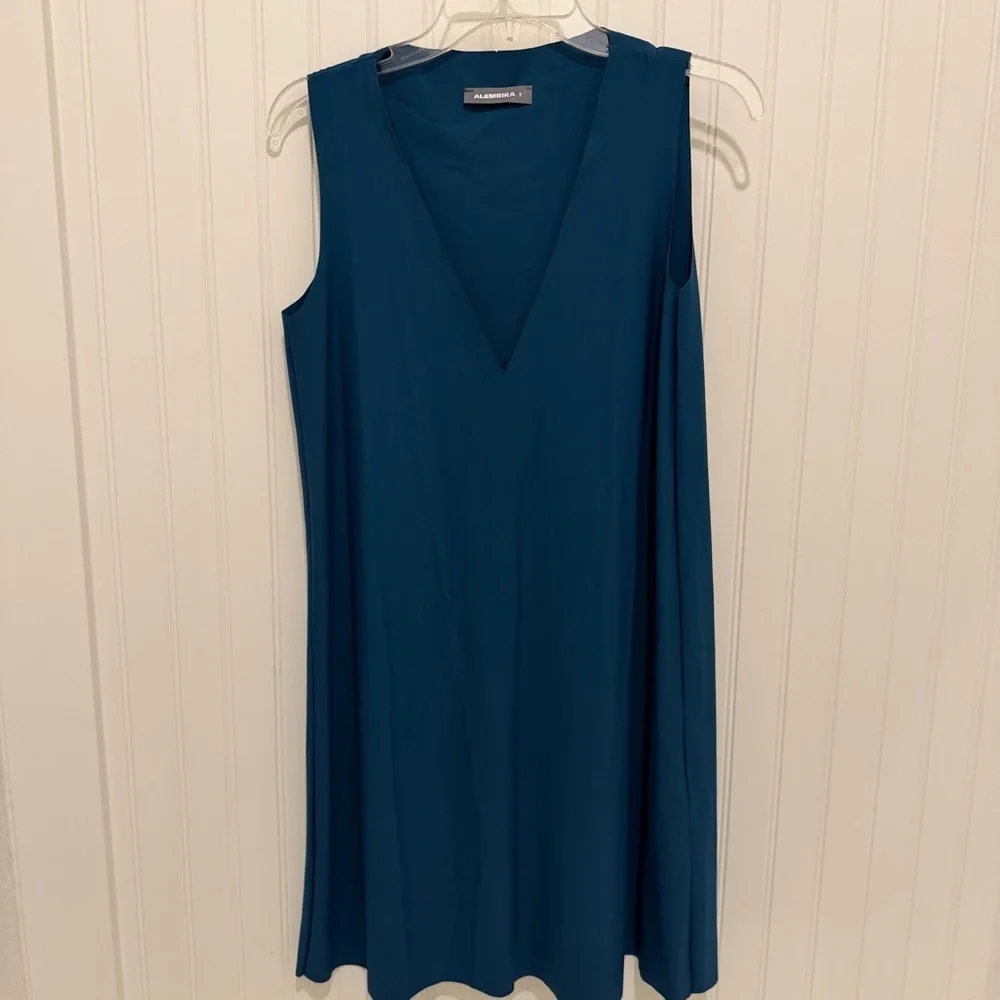 Alembika 3 Teal Sleeveless V-Neck Dress Lagenlook Artsy - Picture 1 of 4